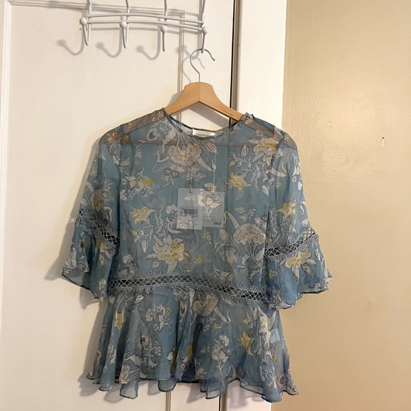 Zimmermann blue silk adorn floating blouse NWT - Picture 3 of 8